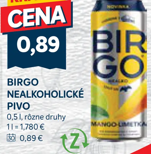Birgo Nealkoholické pivo plechovka