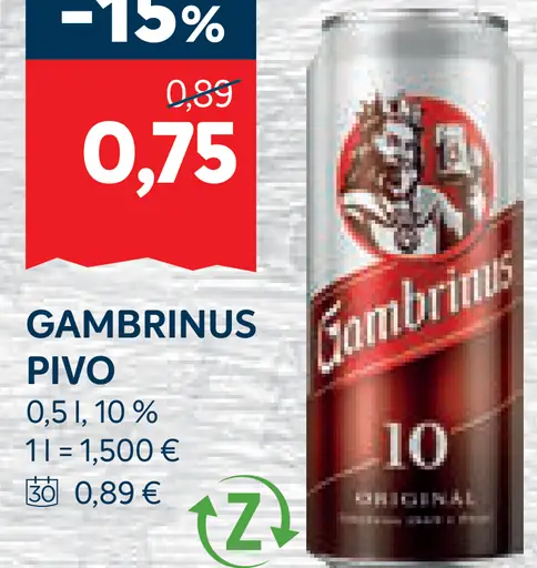Gambrinus plechovka