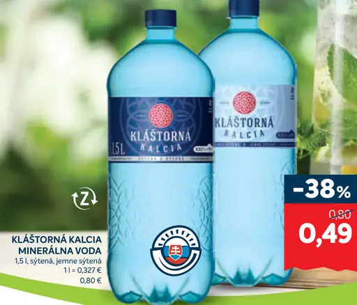 Kláštorná Kalcia minerálna voda
