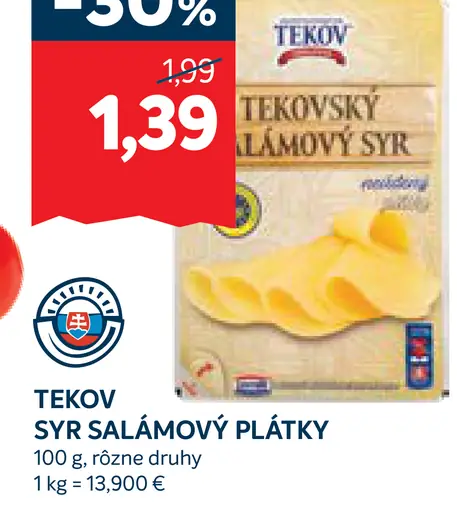 TEKOV Syr salámový plátky