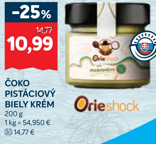 Orieshock Čoko pistáciový biely krém