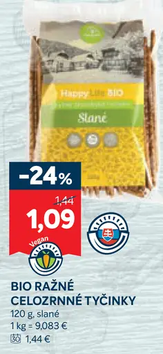 BIO Ražné celozrnné tyčinky