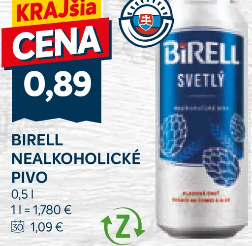 Birell Svetlý nealkoholické pivo plechovka