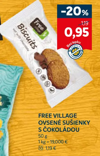 Free Village ovsené sušienky s čokoládou