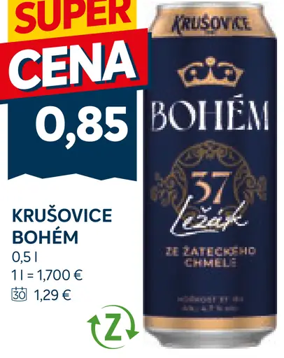 Krušovice Bohem plechovka