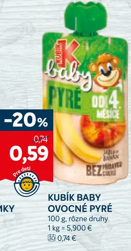 Kubík Baby ovocné pyré