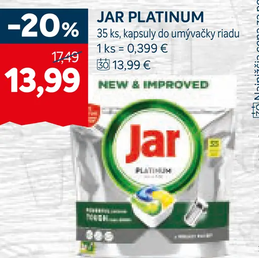 Jar Platinum kapsuly do umývačky riadu