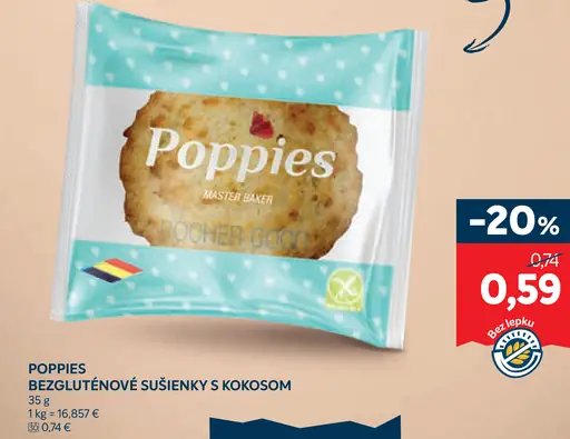 Poppies bezgluténové sušienky s kokosom