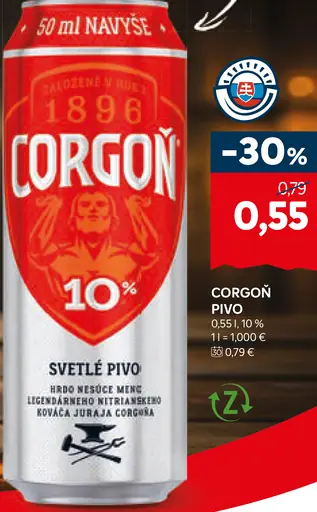 Corgoň pivo plechovka