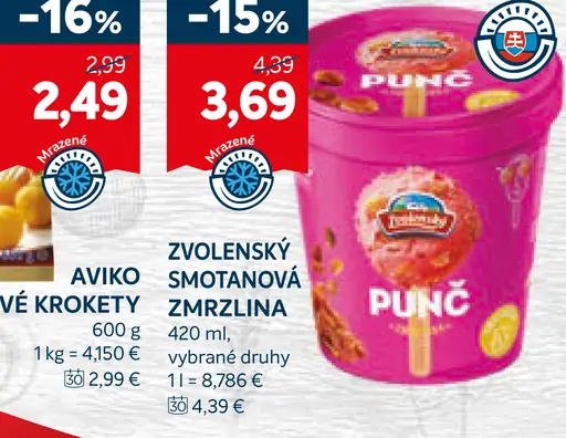 Zvolenský Smotanová zmrzlina punč