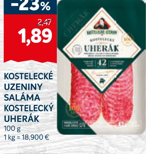 Kostelecké Uzeniny saláma Kostelecký uherák