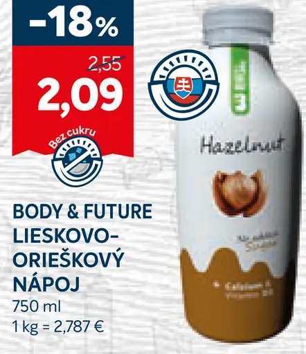 Body & Future Lieskovo-orieškový nápoj