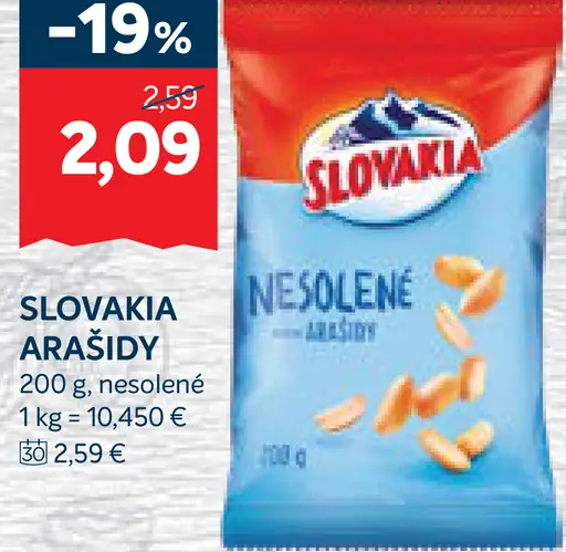 Slovakia Arašidy nesolené