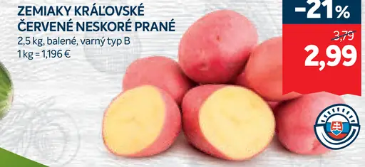 Zemiaky kráľovské červené neskoré prané