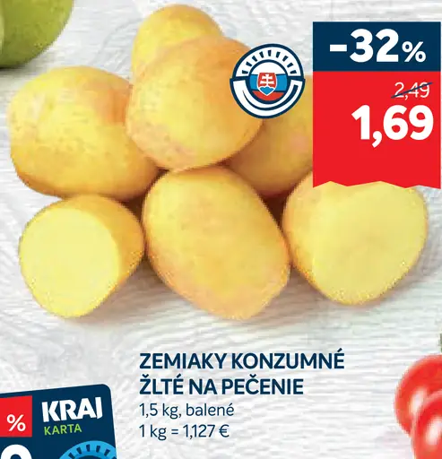 Zemiaky konzumné žlté na pečenie