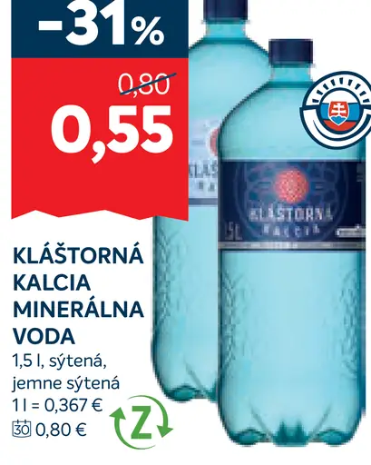 Kláštorná Kalcia minerálna voda