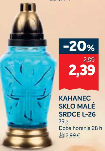 Kahanec sklo malé srdce L-26