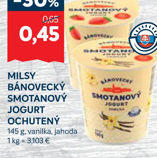 Milsy Bánovecký smotanový jogurt marhuľa