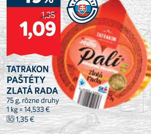 Tatrakon Paštéty Zlatá rada