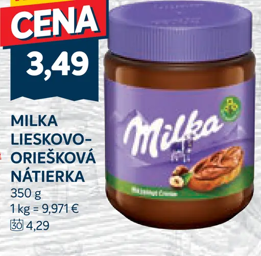 Milka Lieskovooriešková nátierka