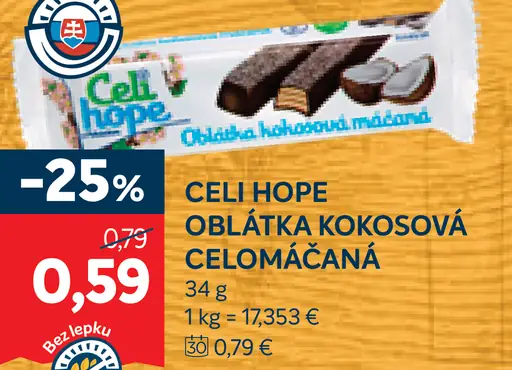 Celi Hope oblátka kokosová celomáčaná