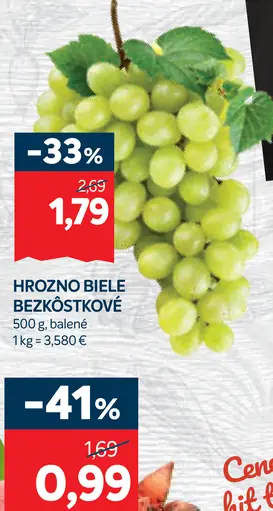 Hrozno biele bezjadierkové
