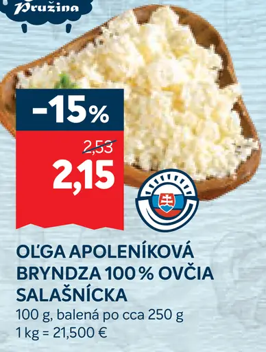 OLGA APOLENÍKOVÁ Bryndza 100 ovčia salašnícka