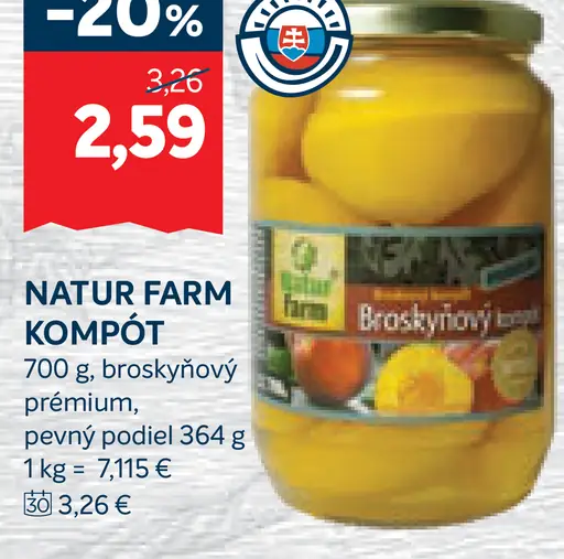 Natur Farm Prémium broskyňový kompót