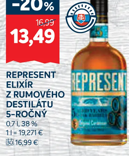 Represent elixír z rumového destilátu 5-ročný