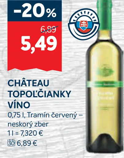 Château Topoľčianky Víno Tramín červený