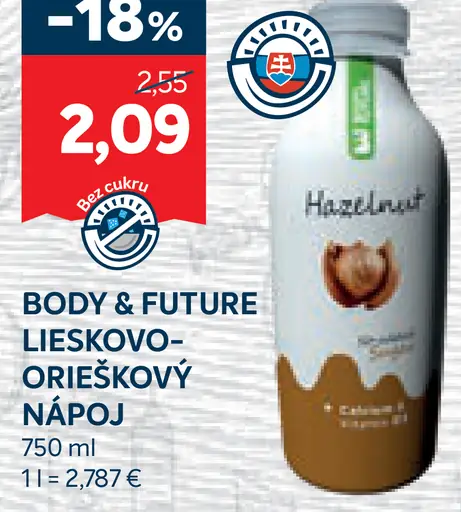 Body & Future Lieskovo-orieškový nápoj