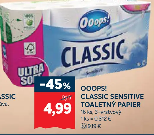 Ooops! Classic Sensitive toaletný papier