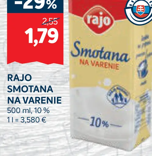 Rajo Smotana na varenie