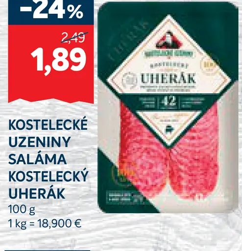 Kostelecké Uzeniny saláma Kostelecký uherák