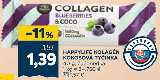 Happylife kolagén kokosová tyčinka