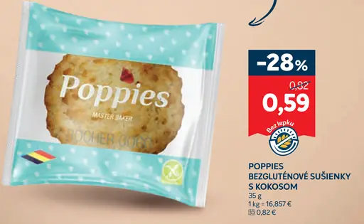 Poppies bezgluténové sušienky s kokosom
