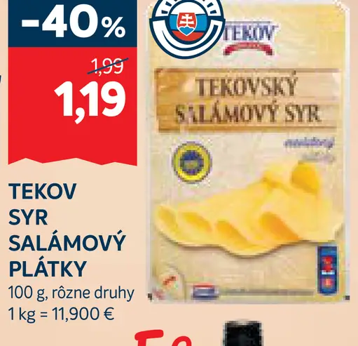 TEKOV Syr salámový plátky