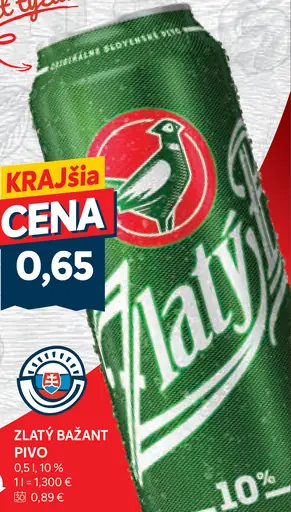 Zlatý Bažant Pivo plechovka