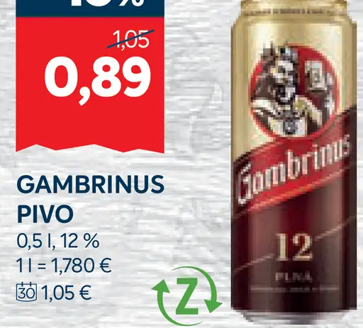 Gambrinus plechovka