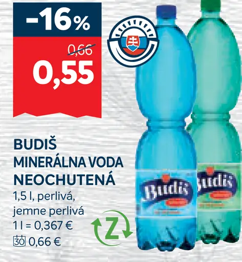 Budiš Minerálna Voda Neochutená