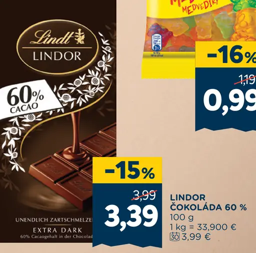 Lindor čokoláda 60%