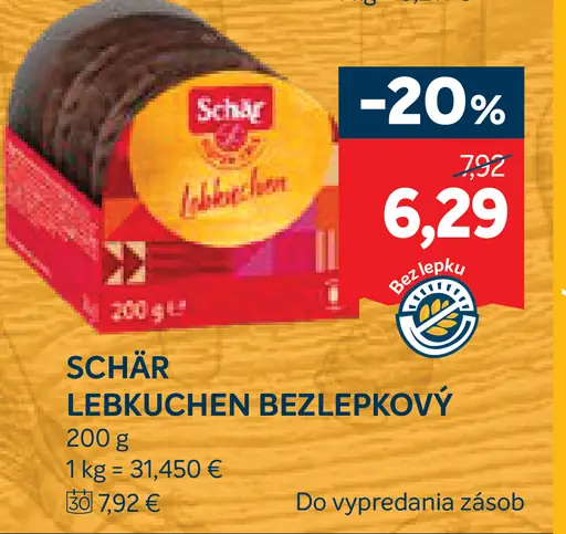 Schär Lebkuchen Bezlepkový