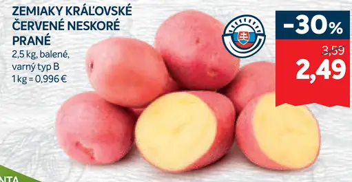 Zemiaky kráľovské červené neskoré prané