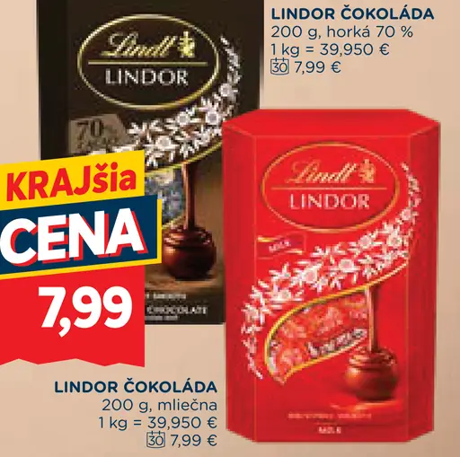 Lindor čokoláda 70 %