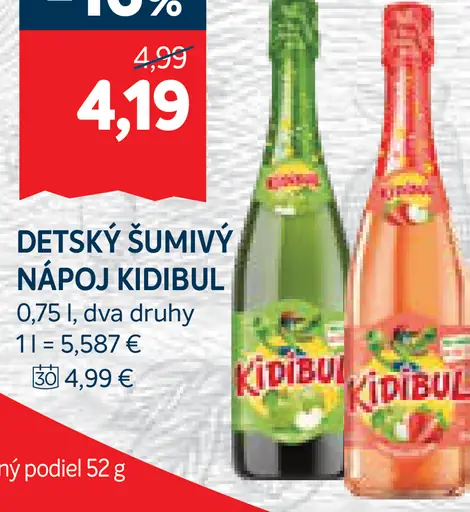 Detský Šumivý Nápoj Kidibul
