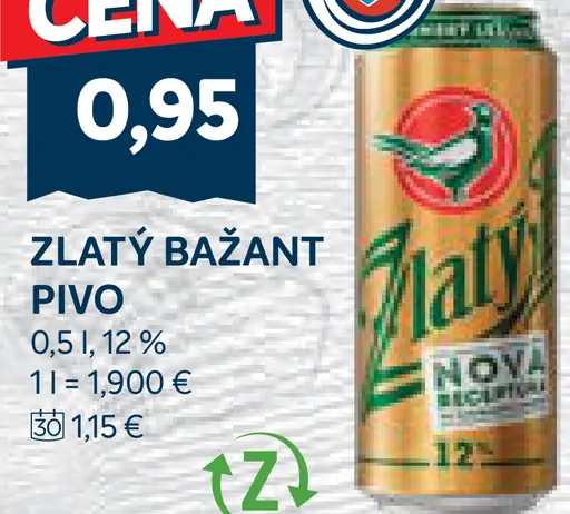 Zlatý Bažant Pivo plechovka