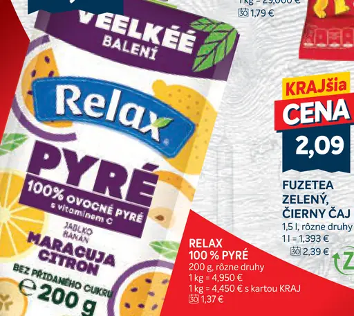 Relax 100 % ovocné pyré marakuja citrón