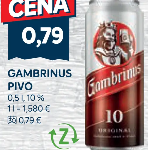Gambrinus Svetlé pivo 10 % plechovka