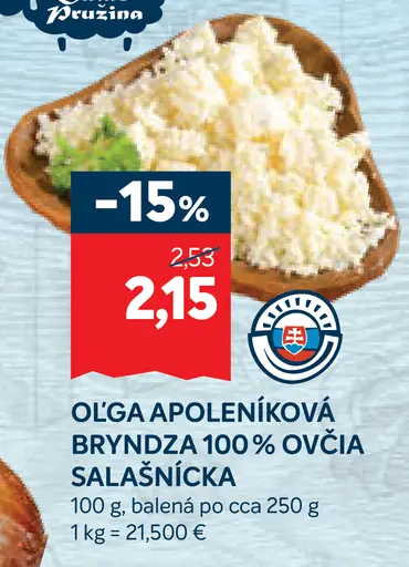 OLGA APOLENÍKOVÁ Bryndza 100 ovčia salašnícka