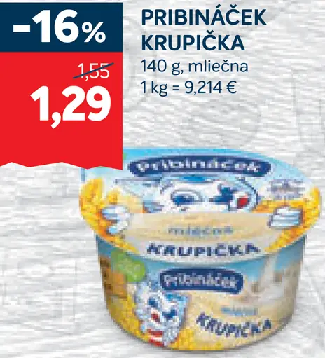 Pribináček Krupička mliečna